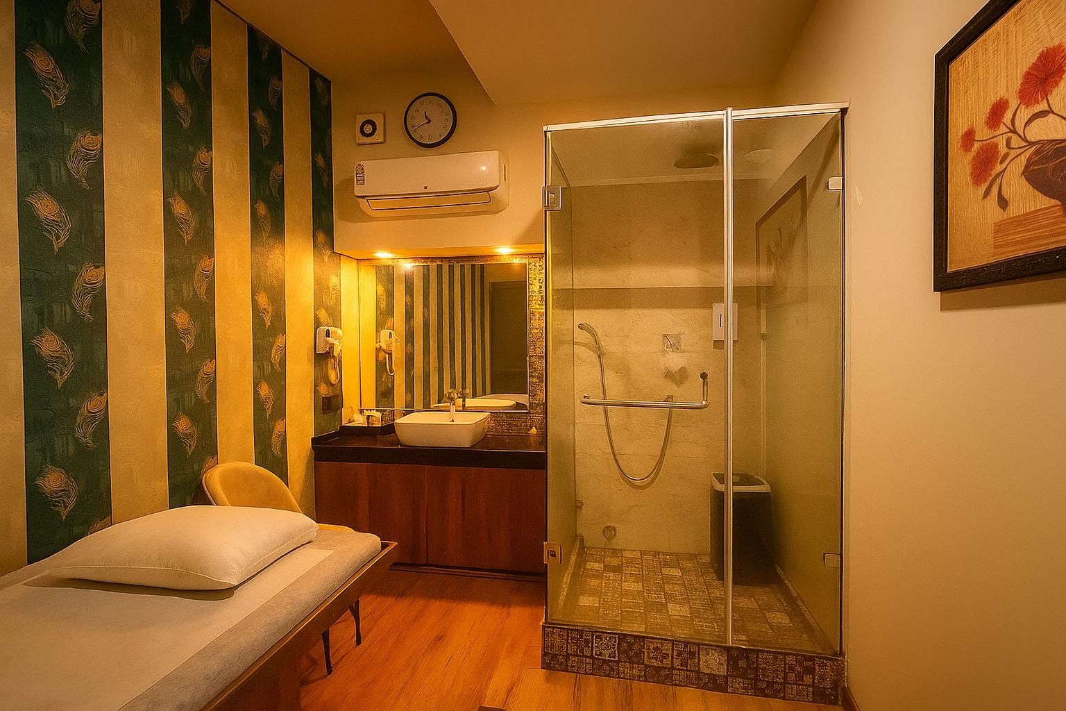 Calm treatment room at Angkasa spa, Gurugram