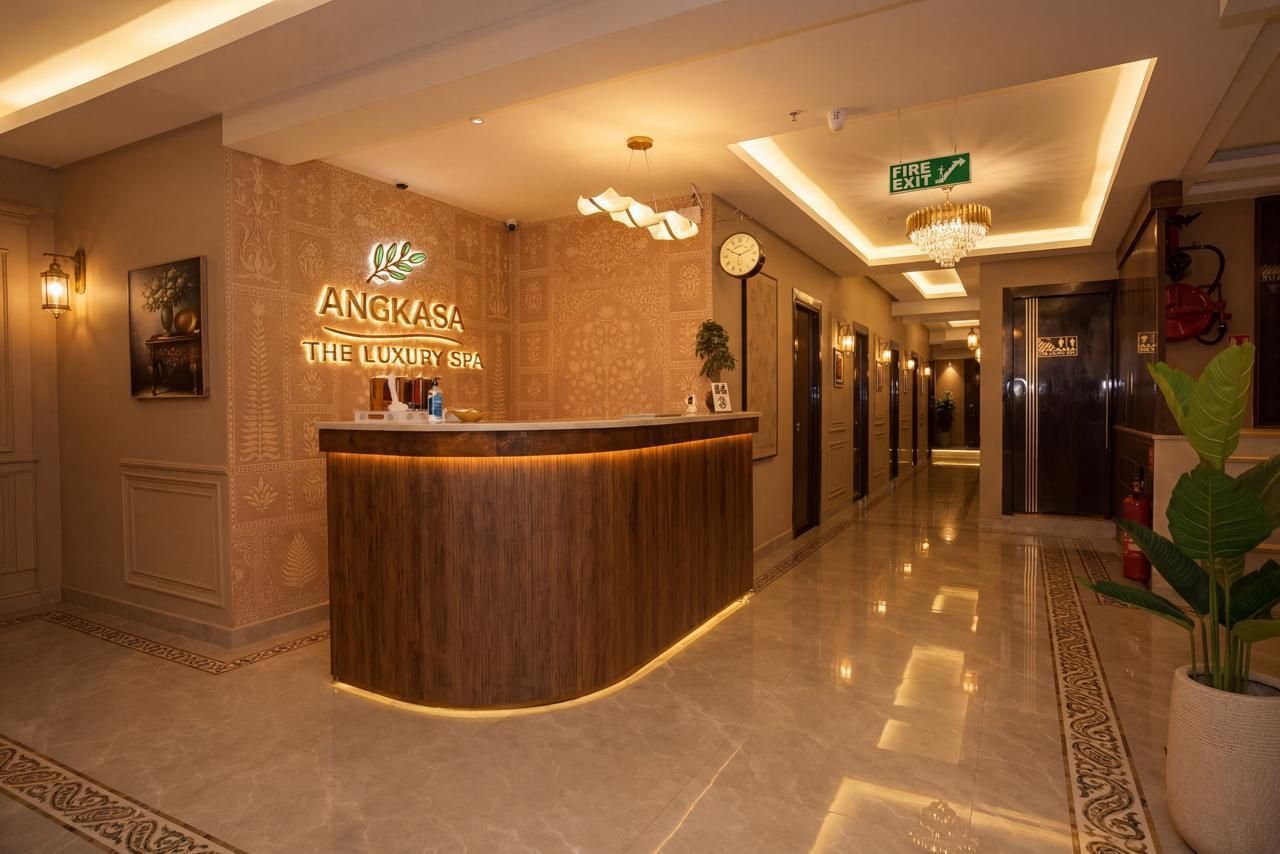 Reception desk at Angkasa Wellness Spa, Gurugram